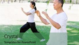  Presentation with ho chi minh - Beautiful PPT layouts featuring emotional spirituality - people practicing thai chi backdrop and a  colored foreground