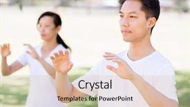  Presentation with president ho chi minh - Presentation design featuring emotional spirituality - people practicing thai chi background and a  colored foreground