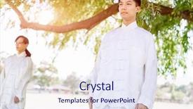  Presentation with thai - Presentation theme consisting of emotional spirituality - people practicing thai chi background and a  colored foreground