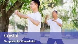  Presentation with thai - Cool new presentation theme with emotional spirituality - people practicing thai chi backdrop and a  colored foreground