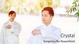 Presentation with thai - Cool new presentation theme with emotional spirituality - people practicing thai chi backdrop and a  colored foreground