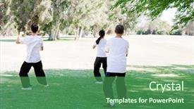  Presentation with us constitution we the people - Cool new PPT layouts with emotional spirituality - people practicing thai chi backdrop and a ocean colored foreground