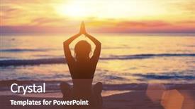  Presentation with meditations yoga and reiki - Theme having healthcare change - silhouette of young girl background and a tawny brown colored foreground