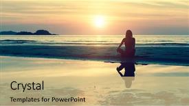  Presentation with yoga - Theme with healthcare change - silhouette of young girl background and a coral colored foreground