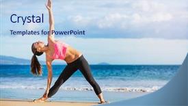  Presentation with yoga - Presentation design featuring energy medicine - young woman practicing yoga background and a sky blue colored foreground