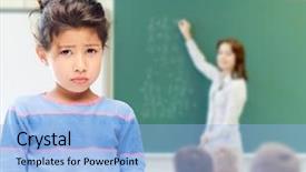  Presentation with elementary school - Amazing PPT layouts having emotions concept - sad little student backdrop and a  colored foreground