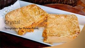  Presentation with snack - Beautiful presentation theme featuring empada-brazilian-snack-pie backdrop and a yellow colored foreground