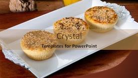  Presentation with snack food - Slide set having empada-traditional-brazilian-snack-food background and a gold colored foreground