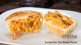  Presentation with snack food - Colorful presentation enhanced with empada-traditional-brazilian-snack-food backdrop and a lemonade colored foreground