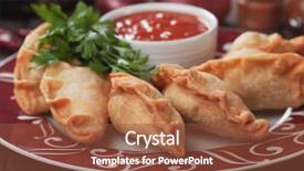  Presentation with snack food - PPT theme enhanced with empanadas popular latin american food background and a tawny brown colored foreground