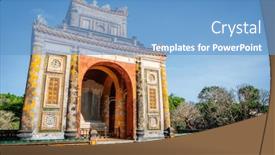 Presentation with vietnam - Slide set consisting of emperior-tu-duc-mausoleum background and a teal colored foreground