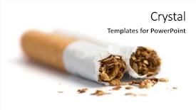  Presentation with emphysema - Presentation theme having emphysema - broken cigarette isolated background and a  colored foreground