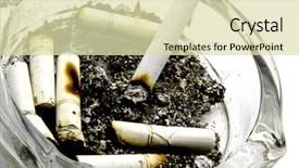  Presentation with emphysema - Amazing slide deck having emphysema - dirty ash tray backdrop and a soft green colored foreground