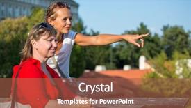  Presentation with city line map - Colorful presentation enhanced with roman empire - mother and daughter traveling backdrop and a red colored foreground