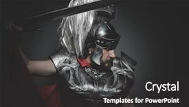  Presentation with armor - Theme having empire praetorian roman legionary background and a dark gray colored foreground