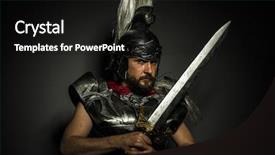  Presentation with roman army - Slides enhanced with empire roman centurion with armor background and a black colored foreground