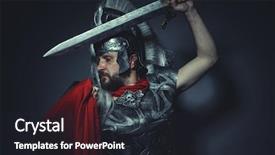  Presentation with roman army - Amazing presentation design having empire roman centurion with armor backdrop and a dark gray colored foreground