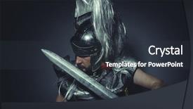  Presentation with armor - Audience pleasing presentation design consisting of empire roman centurion with armor backdrop and a tawny brown colored foreground