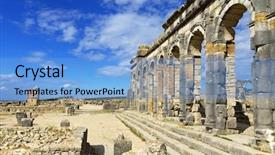  Presentation with roman ruins - Audience pleasing presentation design consisting of empire ruins of volubilis morocco backdrop and a light blue colored foreground