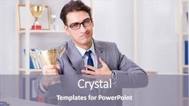  Presentation with prize - Cool new theme with emploi - businessman with prize cup backdrop and a  colored foreground
