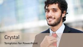  Presentation with urban - PPT theme consisting of emploi - portrait of an handsome businessman background and a soft green colored foreground