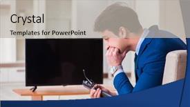  Presentation with office - Slides enhanced with employee absenteeism - businesman watching tv in office background and a  colored foreground