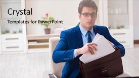  Presentation with watching tv - Audience pleasing theme consisting of employee absenteeism - businesman watching tv in office backdrop and a  colored foreground