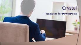  Presentation with employee - Audience pleasing PPT layouts consisting of employee absenteeism - businesman watching tv in office backdrop and a sky blue colored foreground