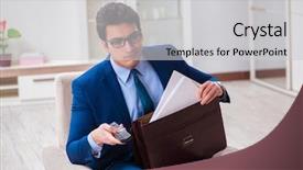  Presentation with watching tv - Amazing slides having employee absenteeism - businesman watching tv in office backdrop and a  colored foreground