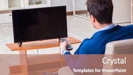  Presentation with office farewell - Presentation design having employee absenteeism - businesman watching tv in office background and a coral colored foreground