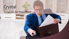  Presentation with office - PPT theme enhanced with employee absenteeism - businesman watching tv in office background and a  colored foreground