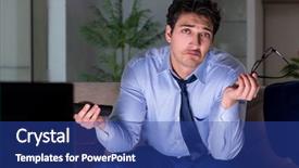  Presentation with late - Colorful slide deck enhanced with employee absenteeism - businessman watching tv at night backdrop and a  colored foreground