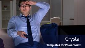  Presentation with nurse in night duty - Cool new theme with employee absenteeism - businessman watching tv at night backdrop and a navy blue colored foreground