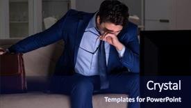  Presentation with late - PPT theme consisting of employee absenteeism - businessman watching tv at night background and a  colored foreground