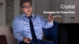  Presentation with dj night party - PPT theme consisting of employee absenteeism - businessman watching tv at night background and a dark gray colored foreground