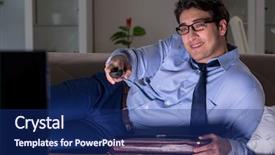 Presentation with rave electronics night party - PPT layouts enhanced with employee absenteeism - businessman watching tv at night background and a navy blue colored foreground