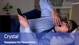  Presentation with late - Slide set enhanced with employee absenteeism - businessman watching tv at night background and a ocean colored foreground