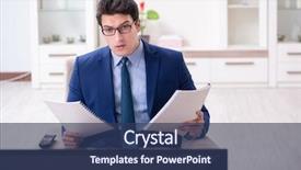  Presentation with office moves - PPT layouts with employee absenteeism - businessman watching tv background and a ocean colored foreground