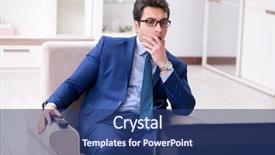  Presentation with office - Beautiful theme featuring employee absenteeism - businessman watching tv backdrop and a  colored foreground