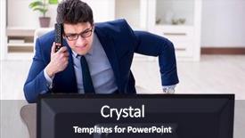  Presentation with watching tv - PPT layouts enhanced with employee absenteeism - businessman watching tv background and a  colored foreground