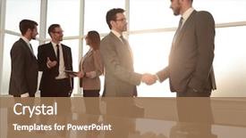  Presentation with congratulations - Presentation design consisting of employee accepts congratulations background and a coral colored foreground