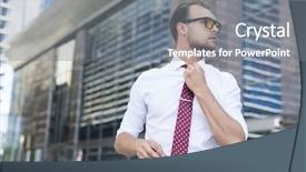  Presentation with employee of the year - PPT layouts enhanced with employee adjusting his necktie preparing background and a  colored foreground