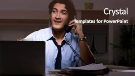  Presentation with work - PPT theme with employee and too much work background and a  colored foreground