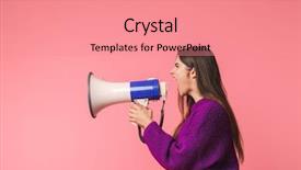  Presentation with angry - PPT theme consisting of employee announcement - angry young girl wearing sweater background and a coral colored foreground