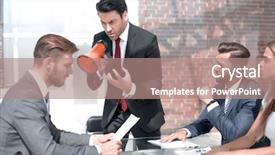  Presentation with office - Colorful slides enhanced with employee announcement - boss screams through the megaphone backdrop and a coral colored foreground
