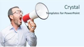  Presentation with glasses - Slide deck having employee announcement - middle age man with glasses background and a sky blue colored foreground