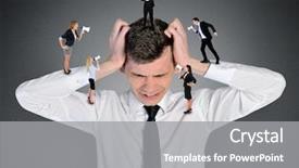  Presentation with young business man - Slide deck enhanced with employee announcement - young business man headache scream background and a gray colored foreground