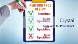  Presentation with review - Presentation design having employee-annual-performance-review-concept background and a sky blue colored foreground
