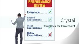  Presentation with review - Theme enhanced with employee-annual-performance-review-concept background and a sky blue colored foreground