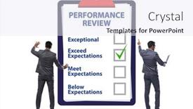  Presentation with review - Presentation theme having employee-annual-performance-review-concept background and a sky blue colored foreground